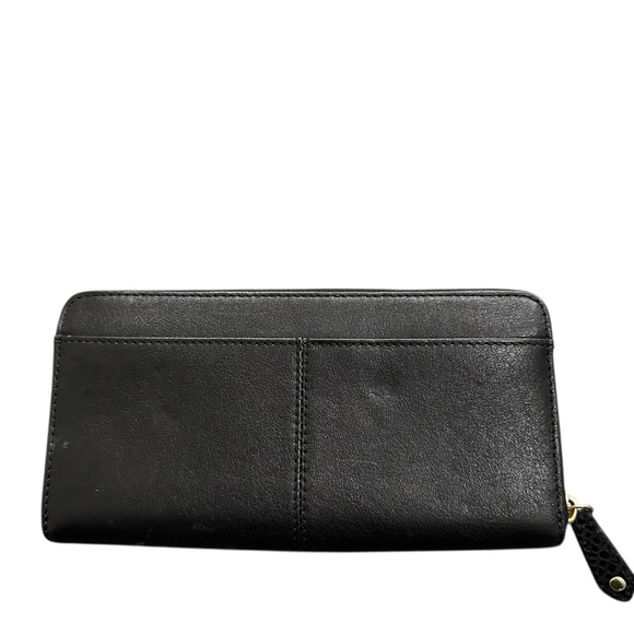 Coach Black Accordion Wallet With Gold Tone Coach Symbol - Picture 3 of 16